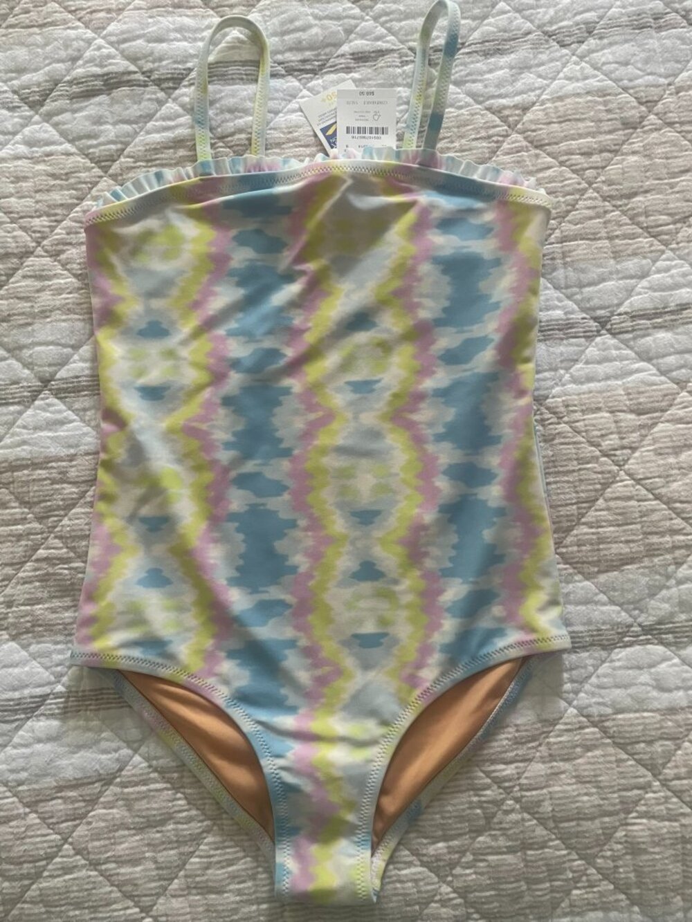 NWT J. Crew Crewcuts tie-dyed ruffle one-piece swimsuit